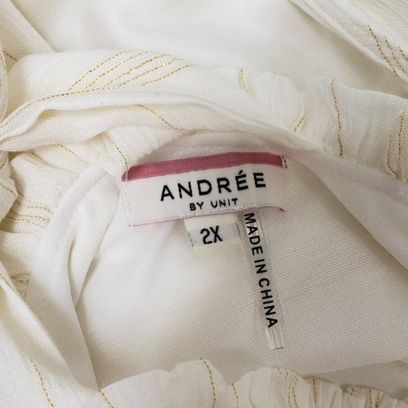 2X Andree by Unit White Sleeveless Dress Summer Tier Metallic Prairie - Picture 7 of 10